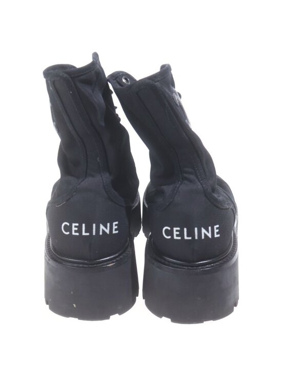 Celine Logo Lace Up Short Boots Rugged Sole Black main image 6